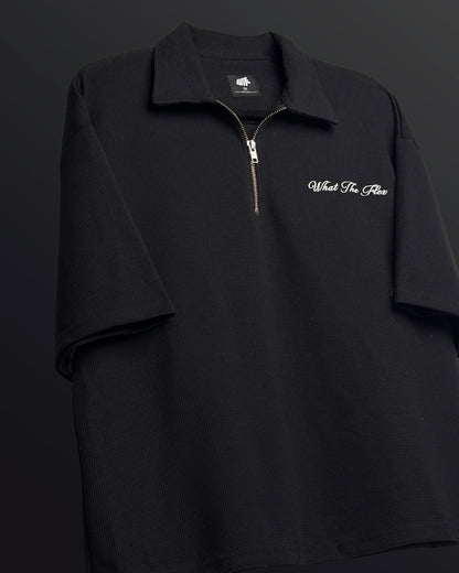 Ash Black Polo T-Shirt with Zip