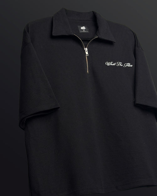 Ash Black Polo T-Shirt with Zip