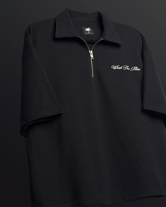 Ash Black Polo T-Shirt with Zip