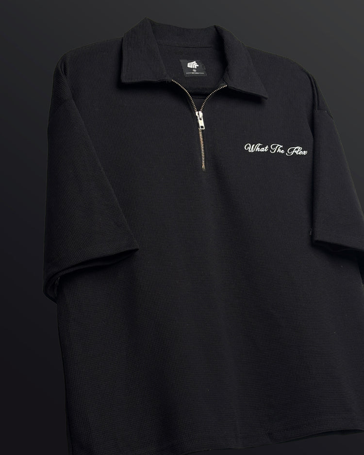 Ash Black Polo T-Shirt with Zip