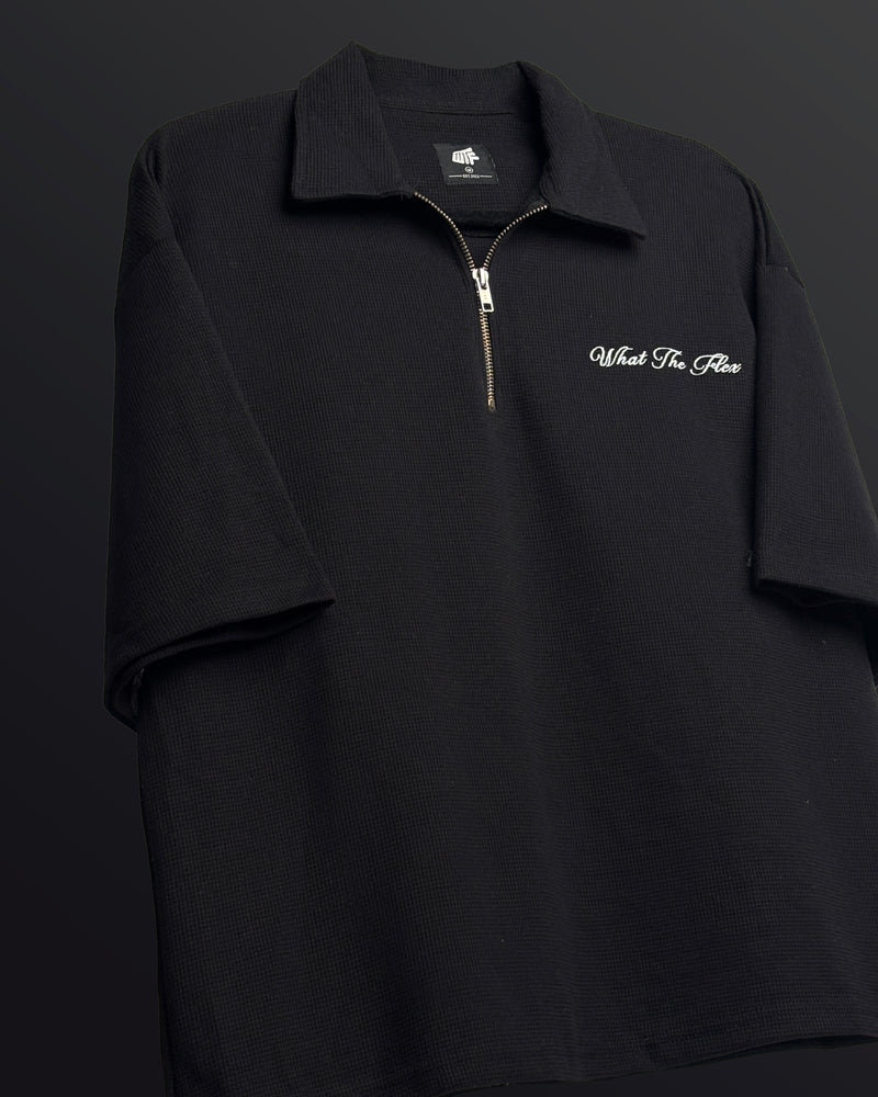 Ash Black Polo T-Shirt with Zip