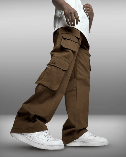 Brown Pocket Cargo Pants - WHAT THE FLEX