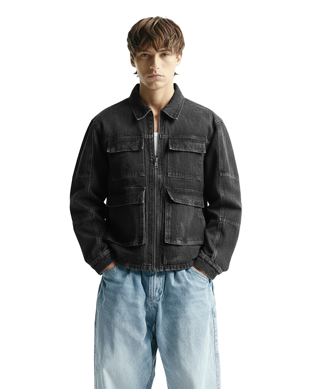Charcoal Black Denim Jacket - Exclusive – WHAT THE FLEX
