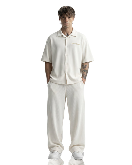 Cream Ribbed Co-ord Set