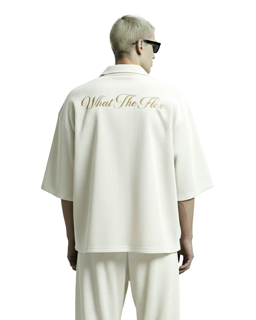Buy Cream Ribbed Shirt | What The Flex – WHAT THE FLEX