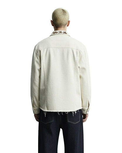 Cream Long Sleeve Stitched Denim Overshirt