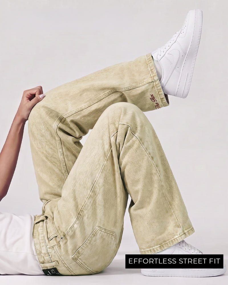 Desert Wash Solid Baggy Jeans
