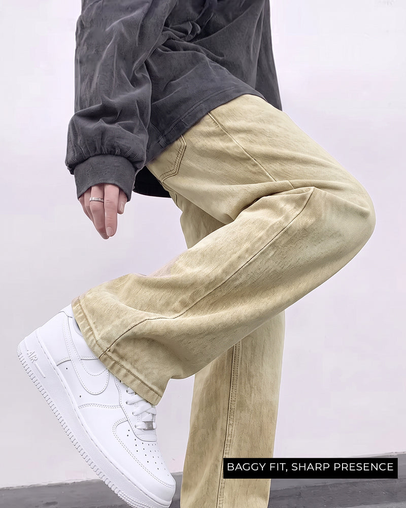 Desert Wash Solid Baggy Jeans