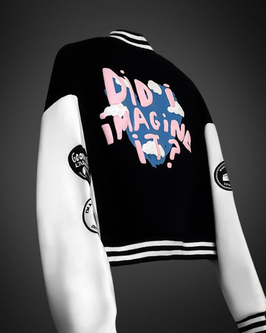 DID I IMAGINE IT? VARSITY JACKET (CROPPED) - WHAT THE FLEX