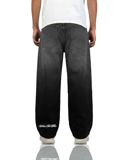 Black Dual Wash Baggy Jeans