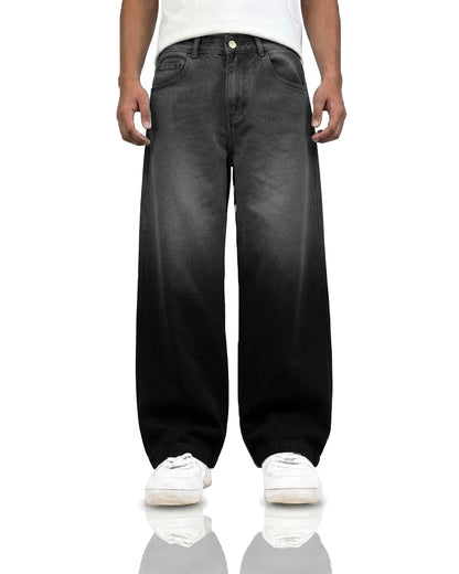 Black Dual Wash Baggy Jeans