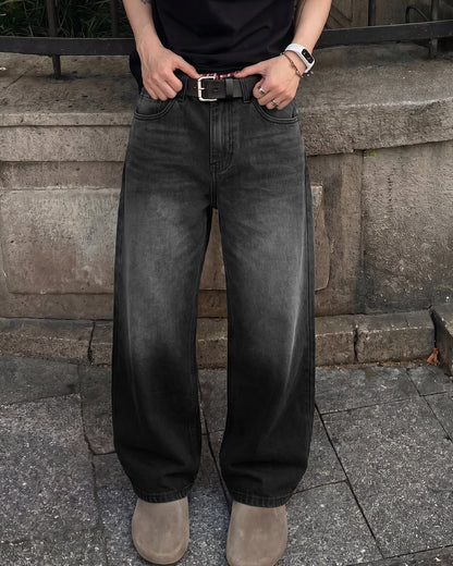 Black Dual Wash Baggy Jeans