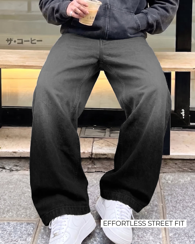 Black Dual Wash Baggy Jeans