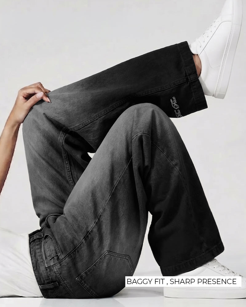 Black Dual Wash Baggy Jeans