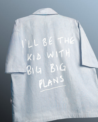 Big Plans Blue and White Half Sleeves Striped Shirt