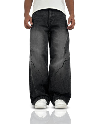 Electric Black Baggy Denim Jeans