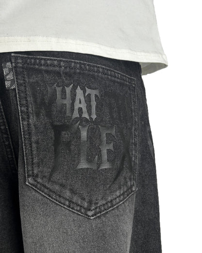 Electric Black Baggy Denim Jeans