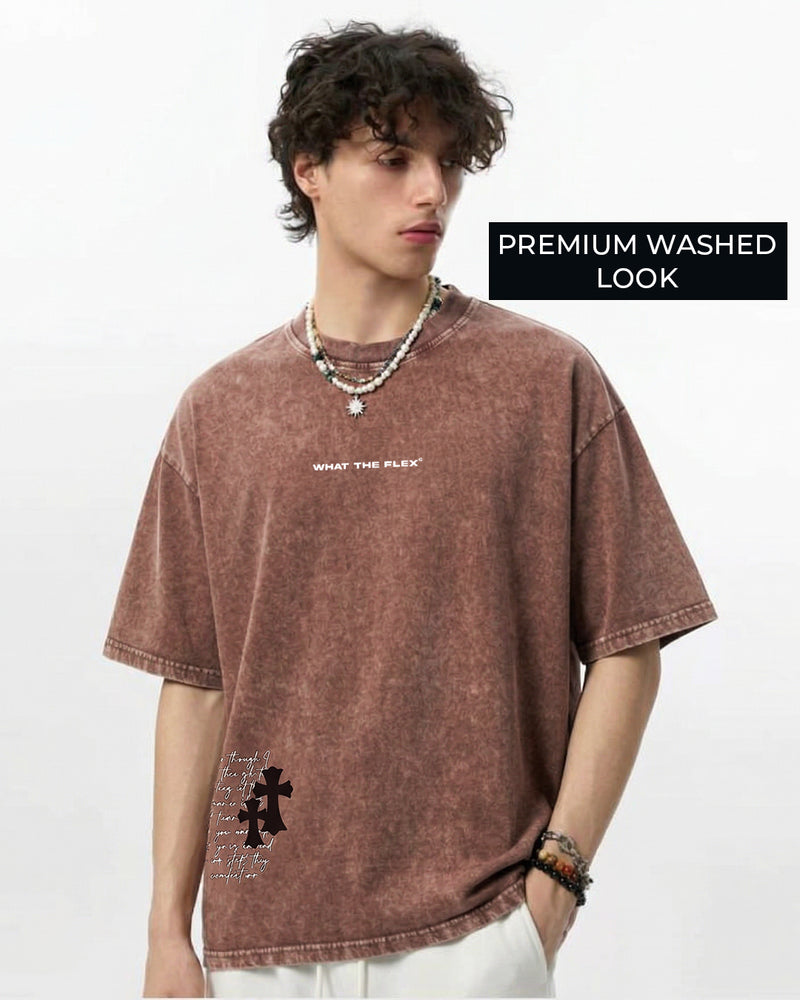 Fallen Fate Brown Acid Wash T-Shirt