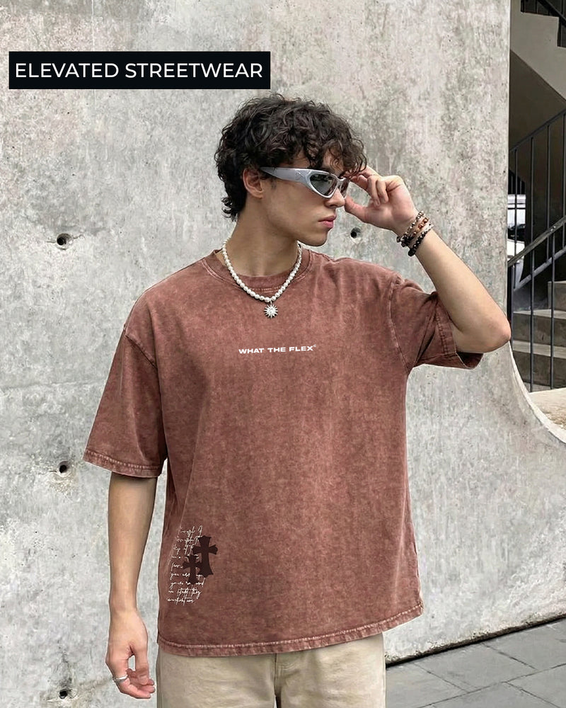 Fallen Fate Brown Acid Wash T-Shirt