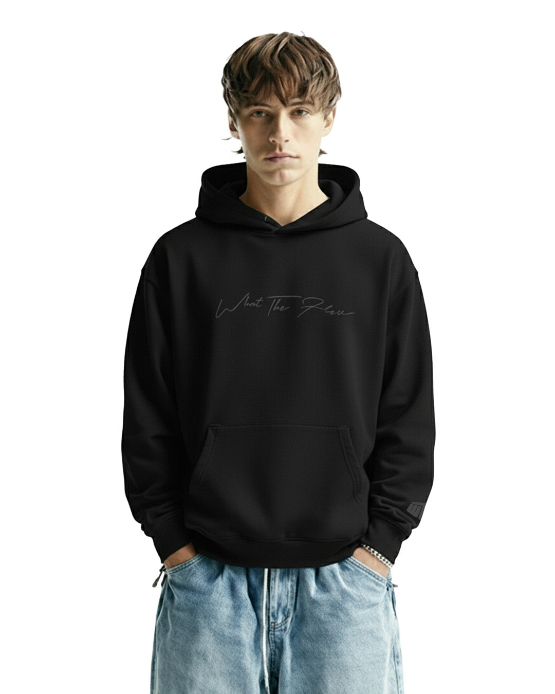 Fearless Black Boxy-Fit Hoodie