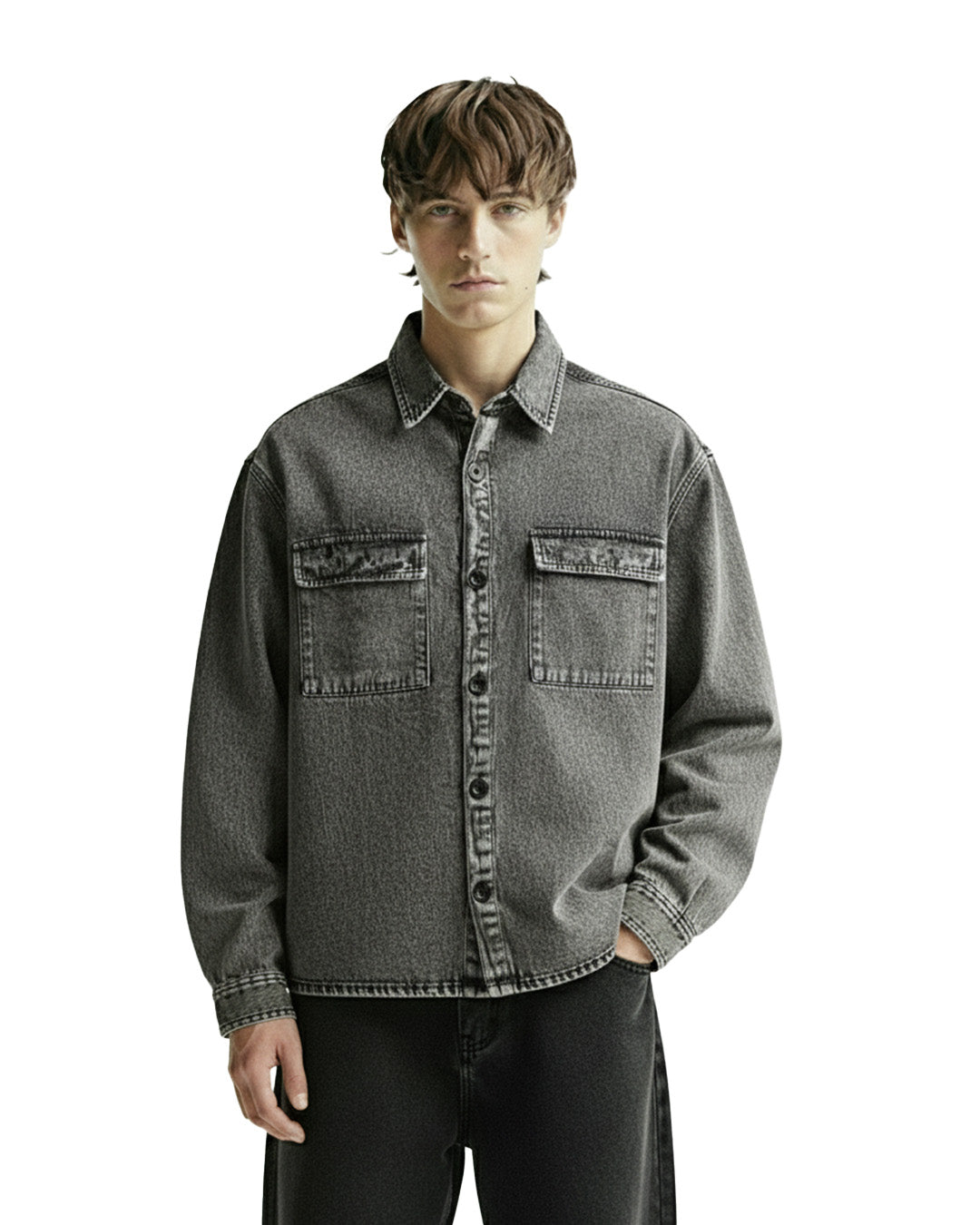 Flex Star Black Long Sleeve Denim Shirt