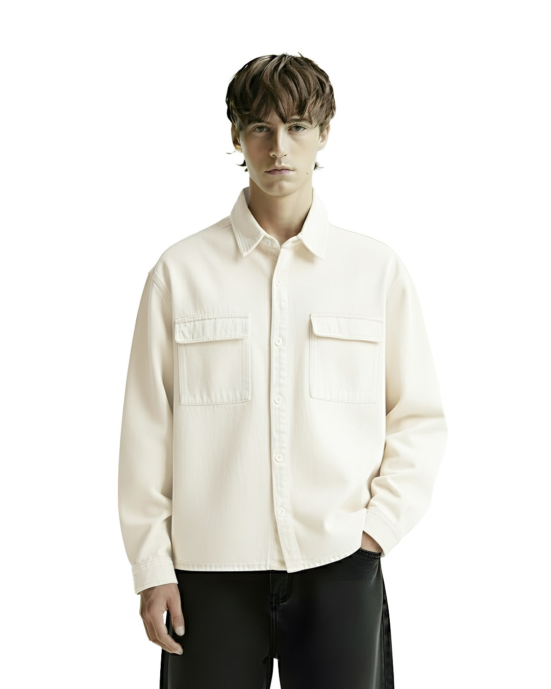 Flex Star Cream Long Sleeve Denim Shirt