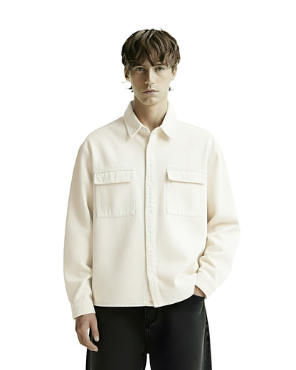 Flex Star Cream Long Sleeve Denim Shirt
