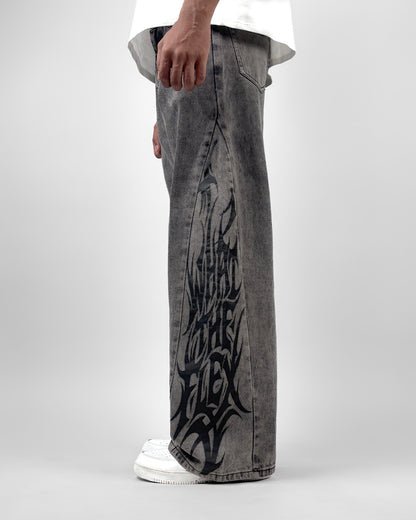 The Flex Symbol Grey Baggy Jeans