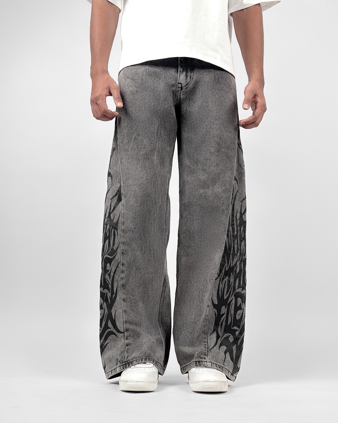 The Flex Symbol Grey Baggy Jeans