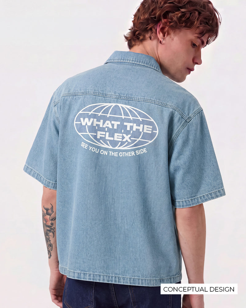 Flex Szn Blue Half Sleeve Denim Shirt