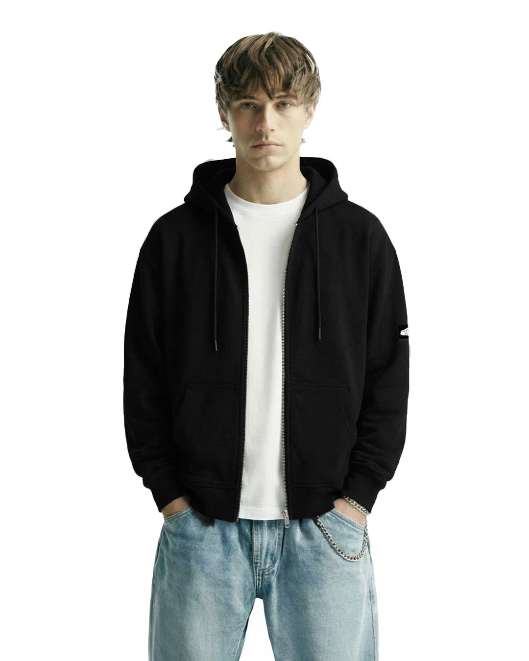 Black Blank Zipper Hoodie