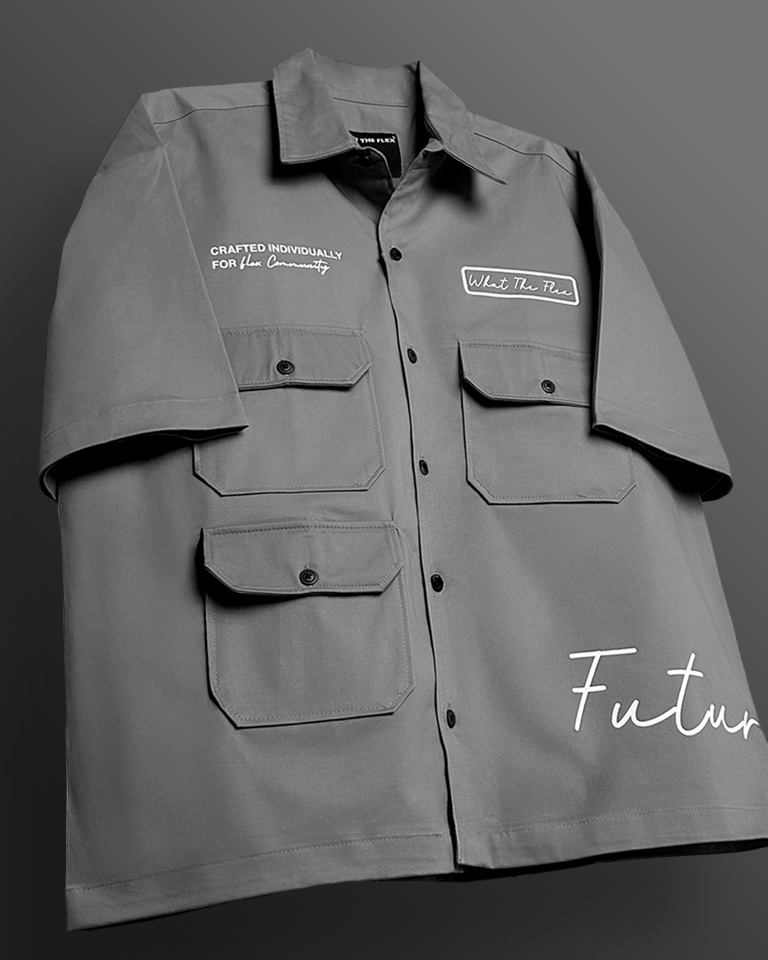 Futuristic Grey Cotton Shirt