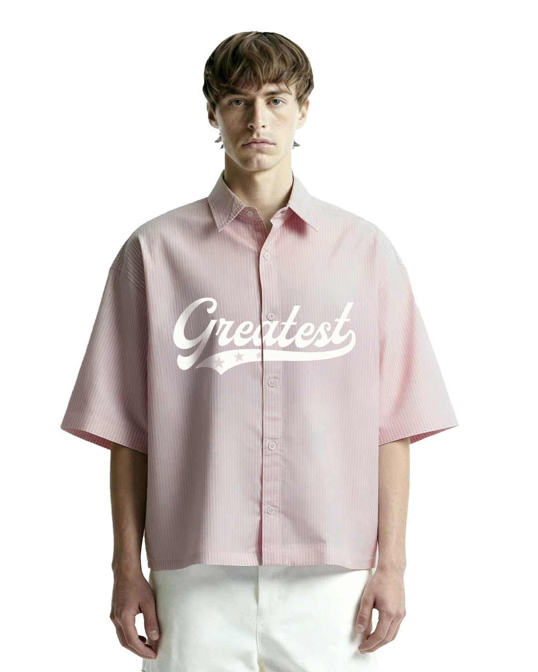 Greatest Pink Half Sleeve Striped Shirt