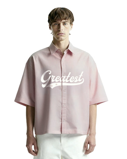 Greatest Pink Half Sleeve Striped Shirt