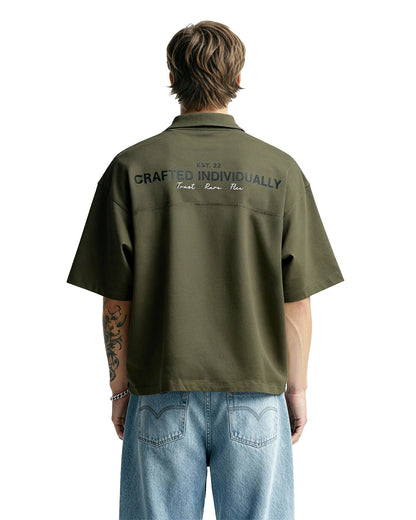 Olive Green Retro Polo T-shirt