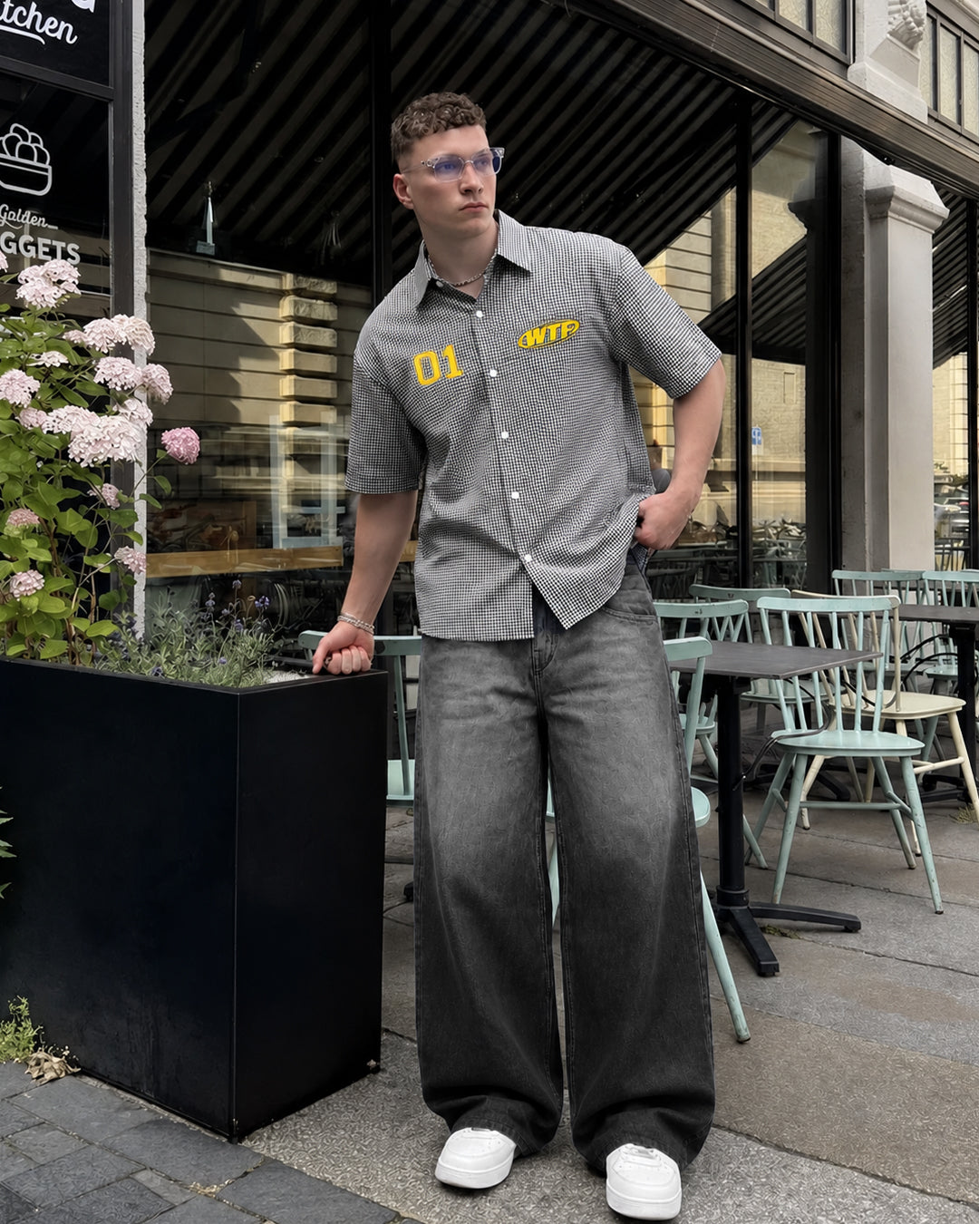 Grey Dual Wash Baggy Jeans