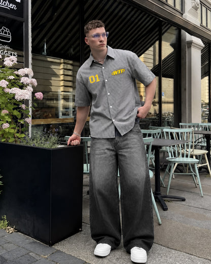 Grey Dual Wash Baggy Jeans