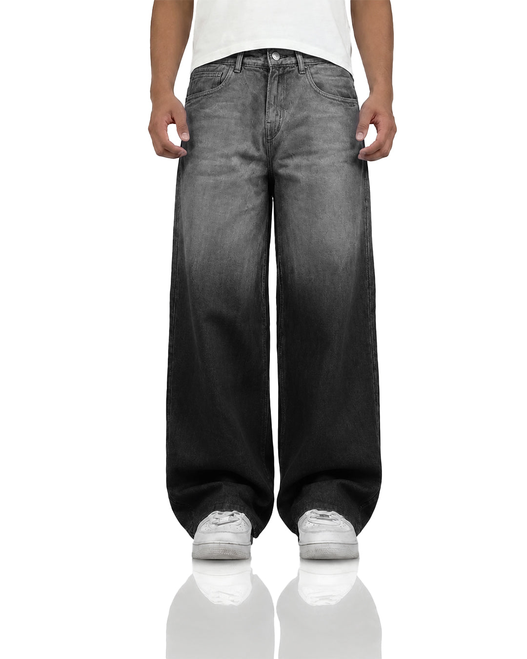 Grey Dual Wash Baggy Jeans