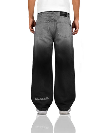 Grey Dual Wash Baggy Jeans