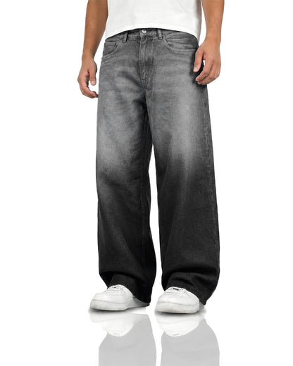 Grey Dual Wash Baggy Jeans