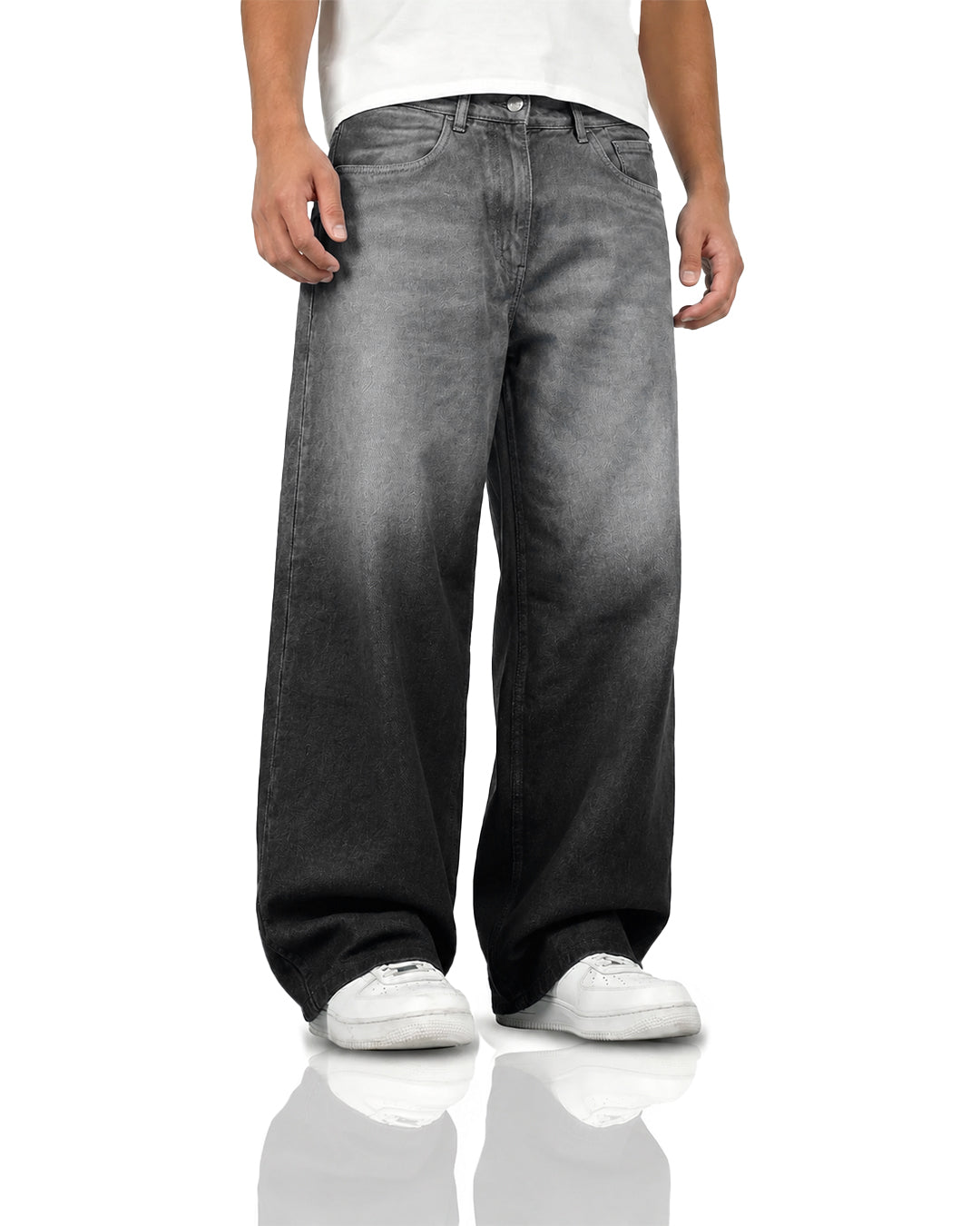 Grey Dual Wash Baggy Jeans