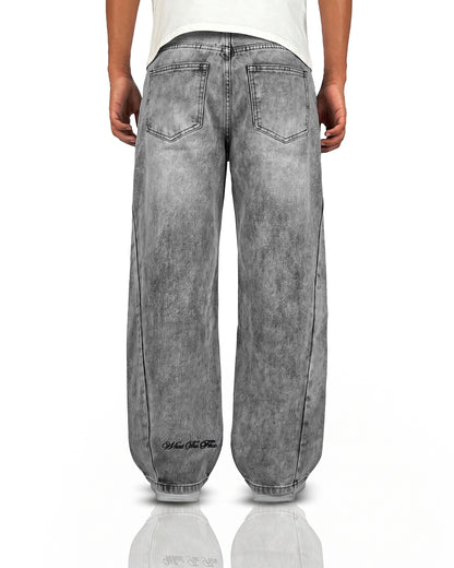 Panel Grey Baggy Jeans