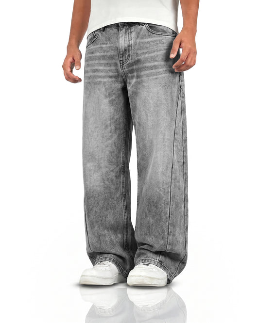 Panel Grey Baggy Jeans