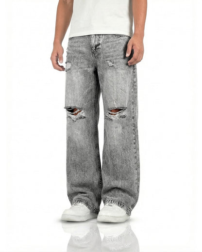 Grey Rugged Baggy Jeans