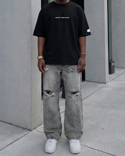 Grey Rugged Baggy Jeans