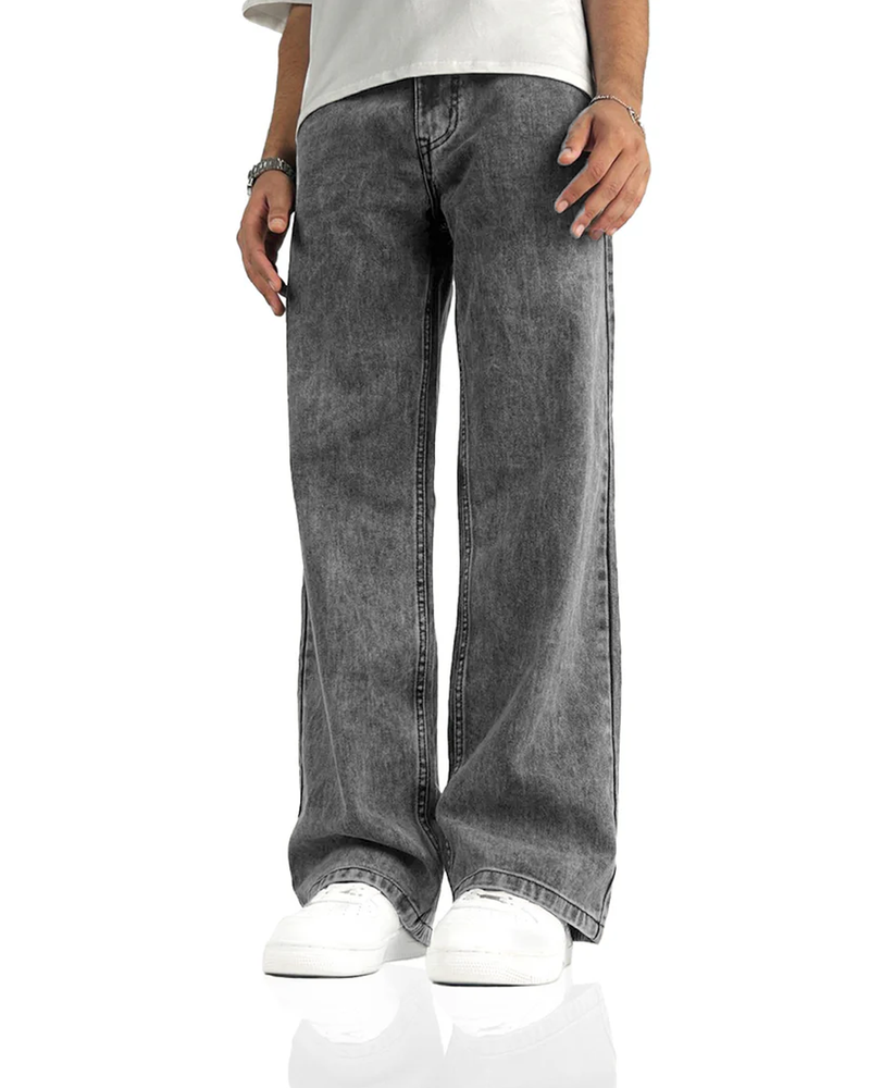 Washed Grey Straight Cut Jeans