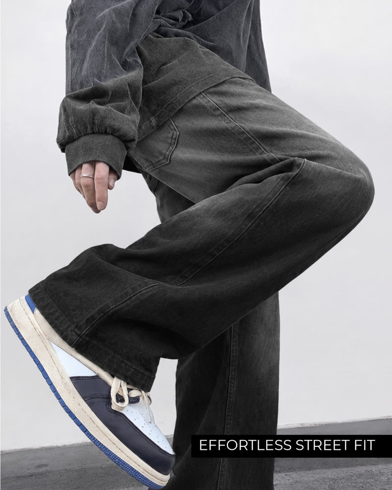 Grey Dual Wash Baggy Jeans