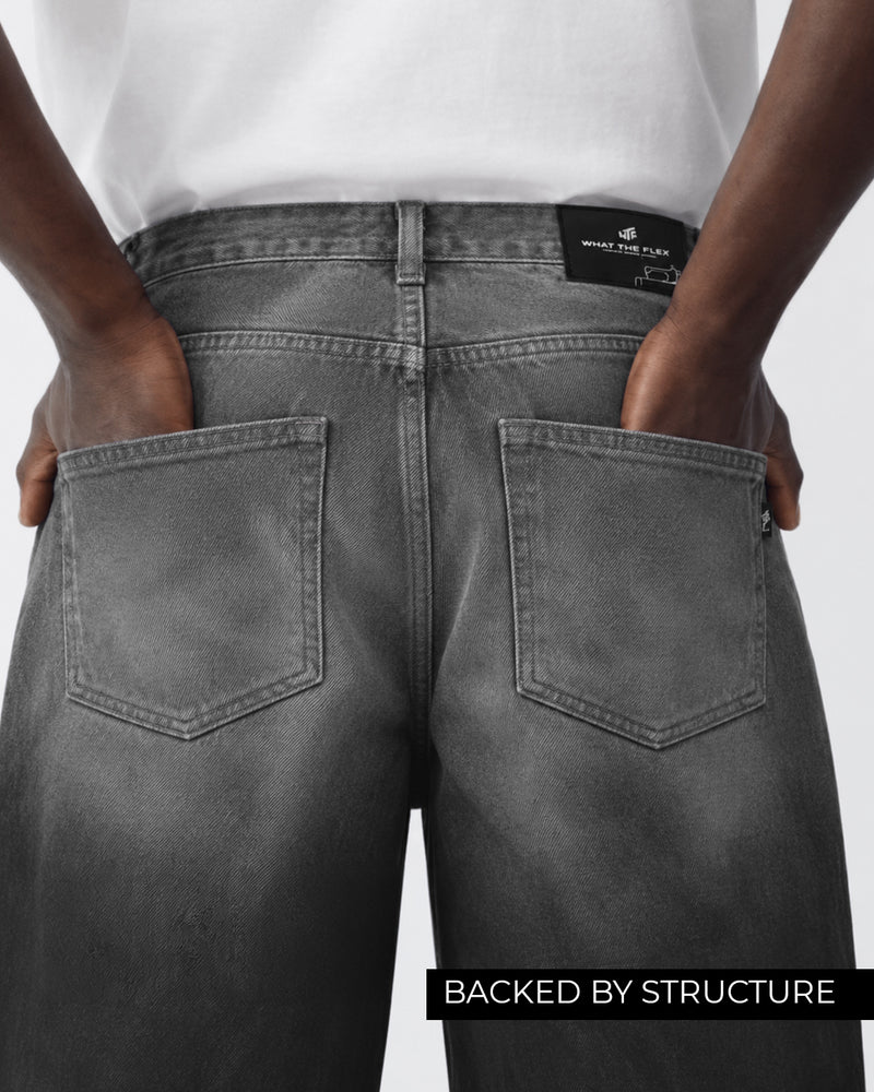 Grey Dual Wash Baggy Jeans