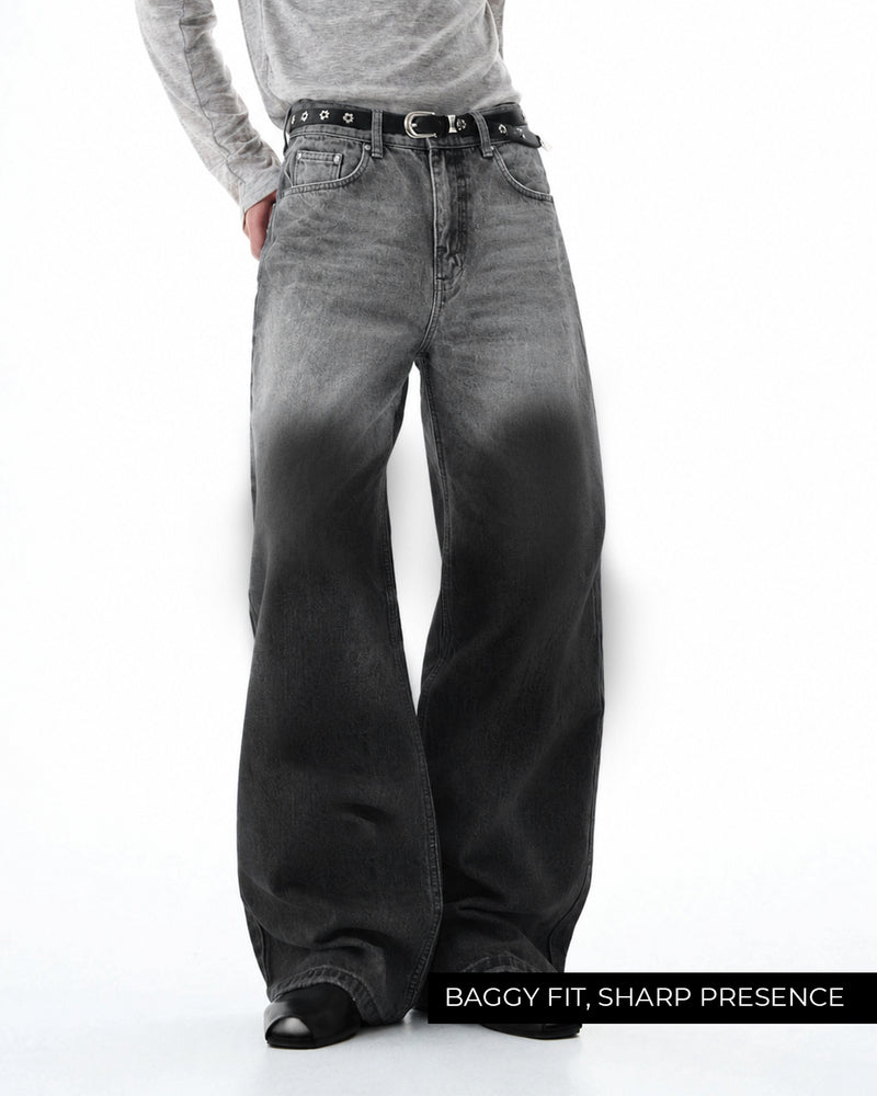 Grey Dual Wash Baggy Jeans