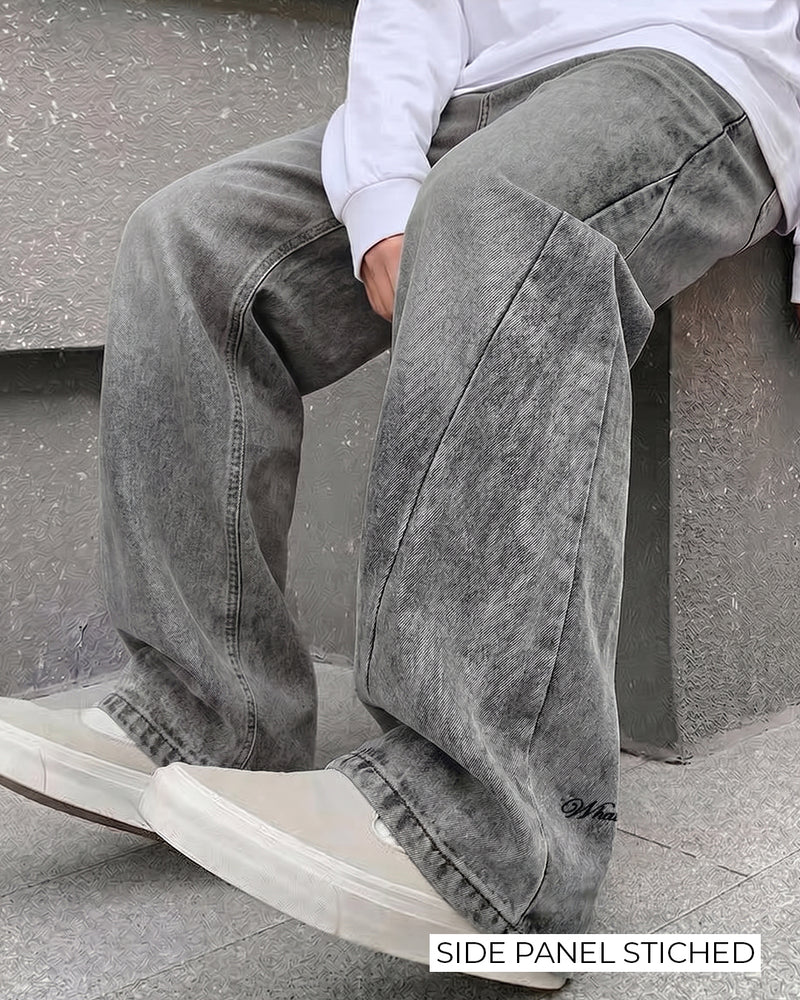 Panel Grey Baggy Jeans